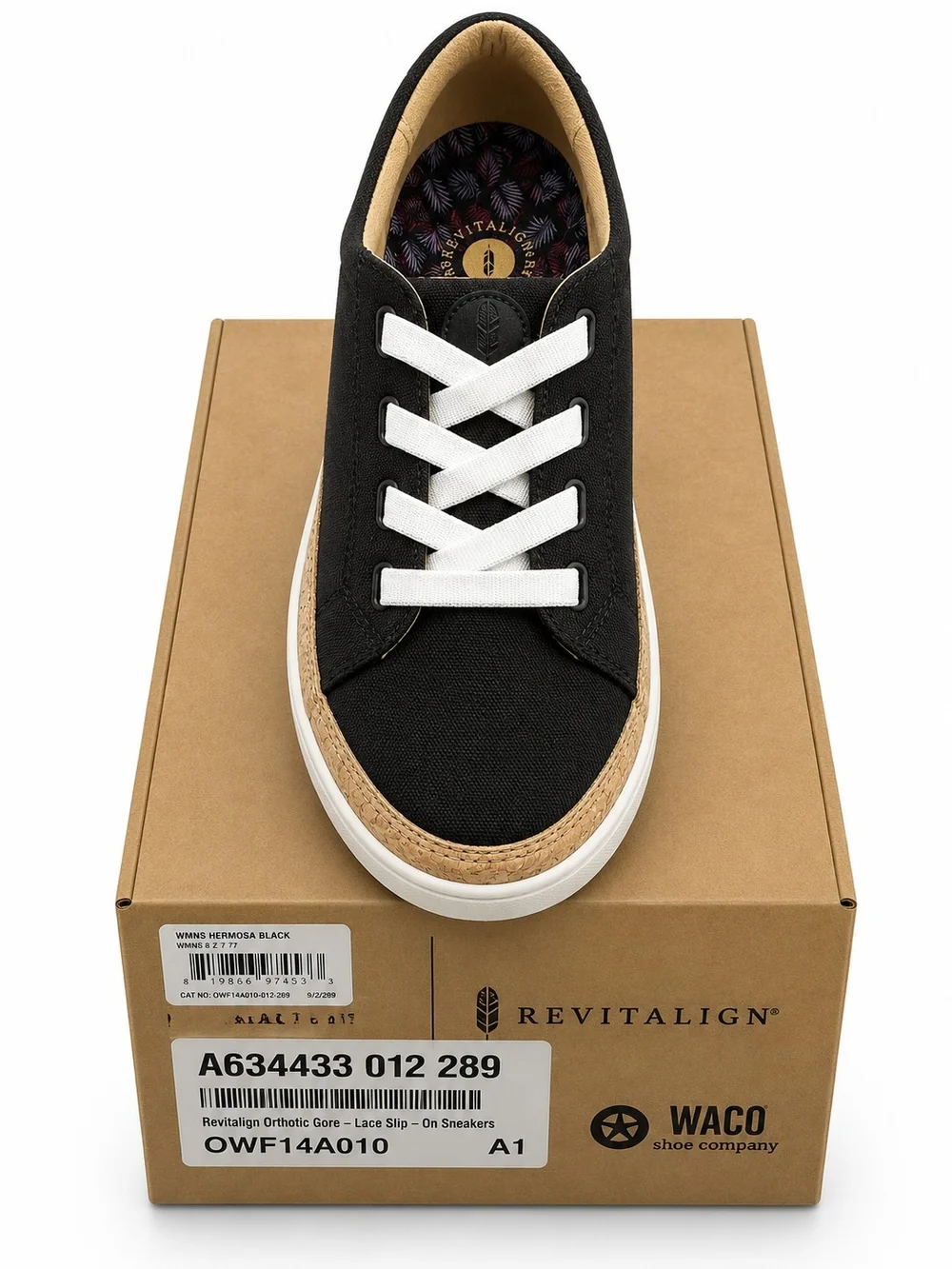 Revitalign Black Canvas Lace Up Slip On Comfort Sneakers NIB Womens Sizes 7-11